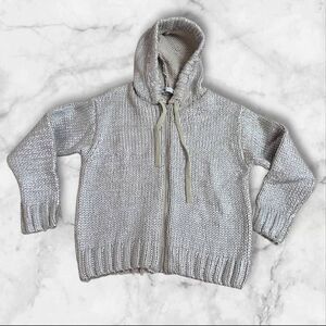 Zara Knit Silver Metallic Hoodie Size Small
